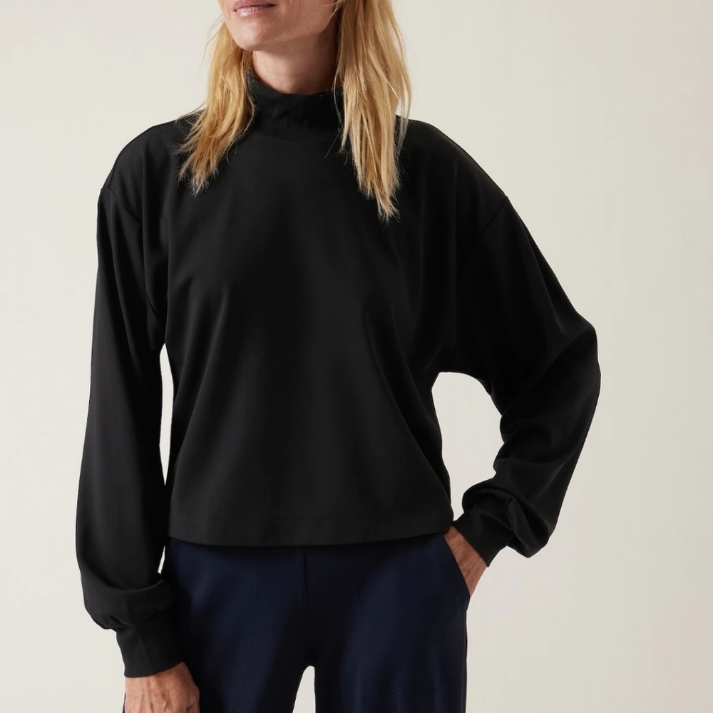 Athleta Mockneck Sweatshirt S Black NWT